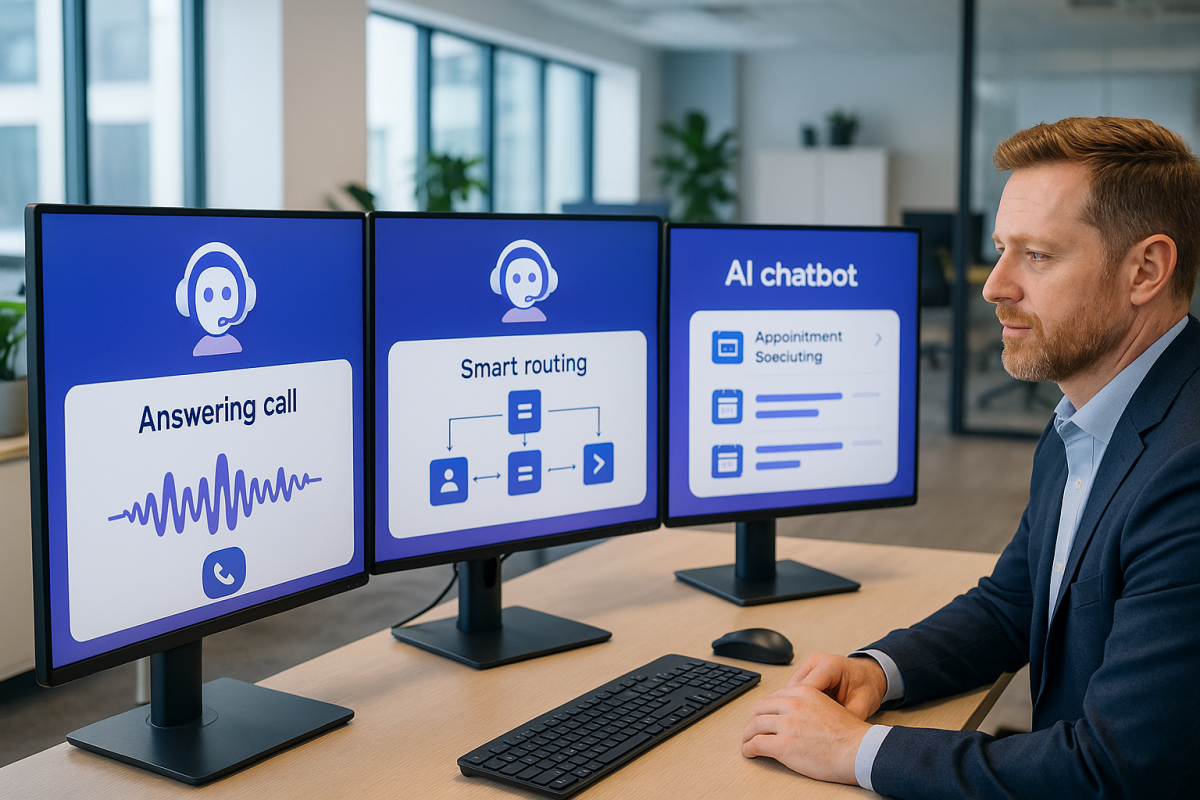 Diagram showing how AI automation streamlines SMB communication workflow UK