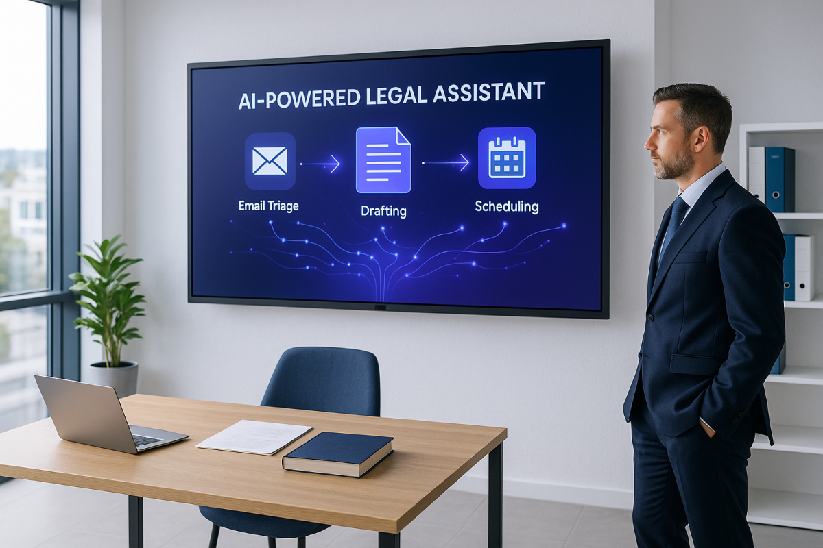 London law firm staff collaborating with AI agent