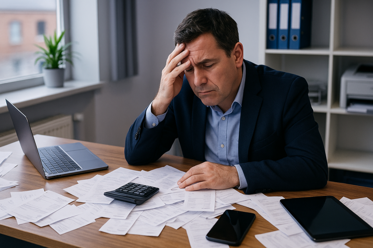 Accountant reviewing AI-generated financial compliance dashboard