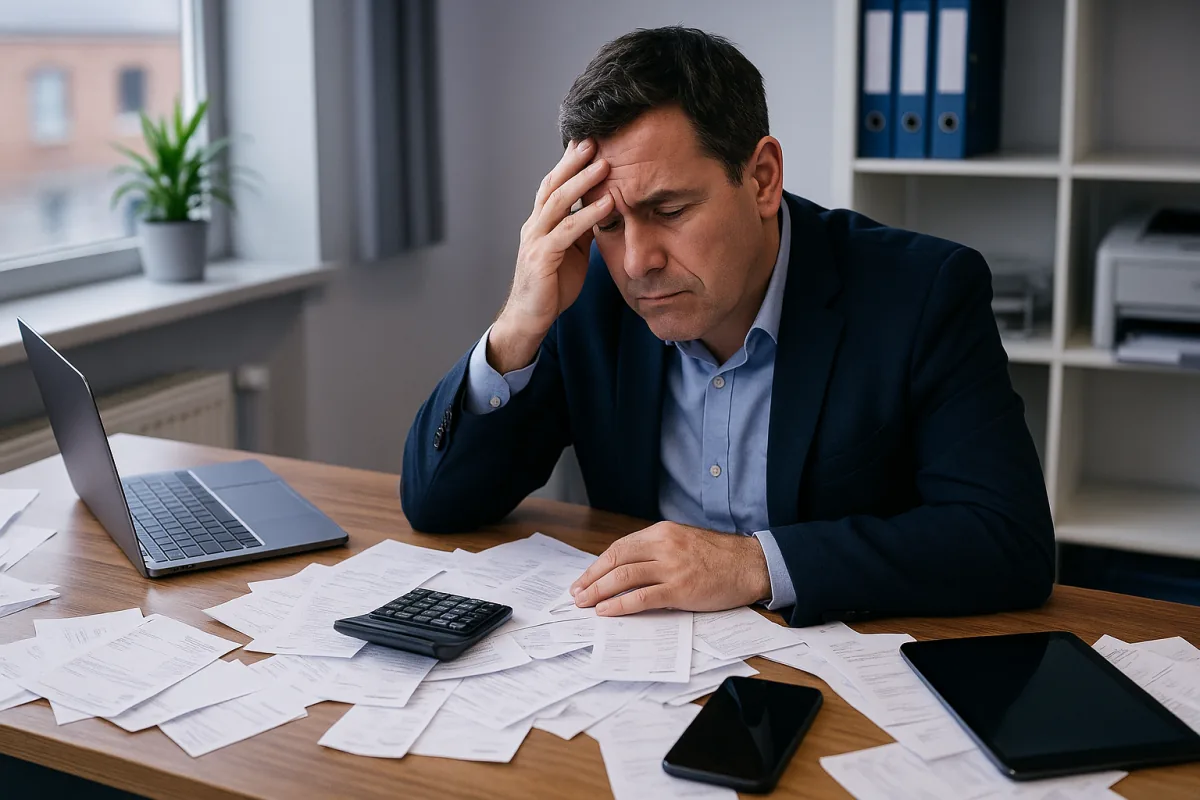 Accountant reviewing AI-generated financial compliance dashboard