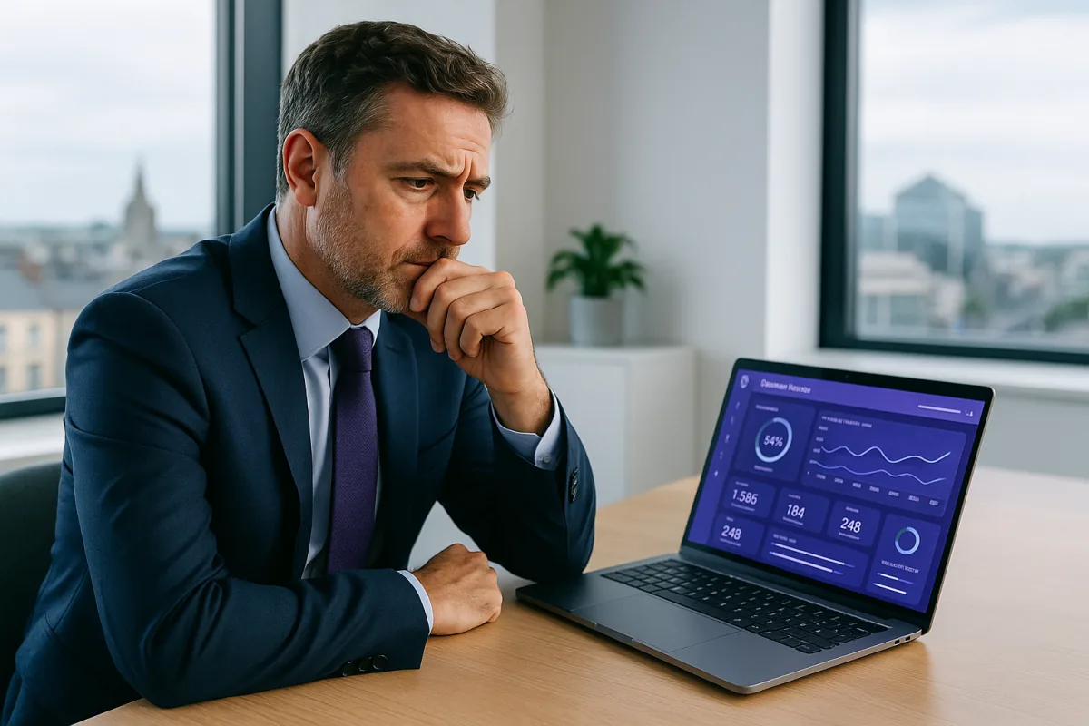 AI customer service chatbot assisting UK SMB client